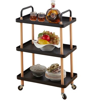 China Nordic Sustainable Plastic Rolling Bedroom Kitchen Cart Four Tiers 2 Tiers 2 Tiers Serving Organizer Storage Utility Cart for sale