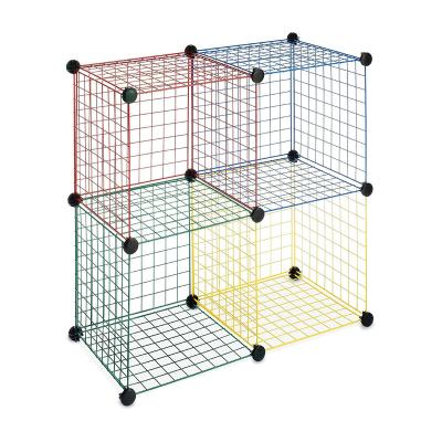 China DIY Stocked 4 Cube Simple Storage Cabinet Wire Shelf Portable Metal Storage Shelf for sale