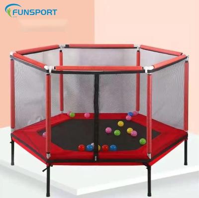 China Without Protective Net Children Indoor And Outdoor Spring Hexagonal Adult Fitness Trampoline Barrier Rebounding Bed Large for sale