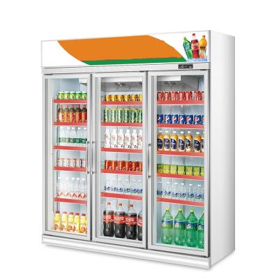 China New Arrival Commercial Single-temperature Showcase Cold Cabinet Refrigerator 3 Door Upright Drinks Freezer for sale