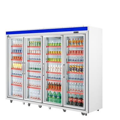 China Single-Temperature Soft Drink Commercial Uplight Glass Door Display Refrigerators for sale