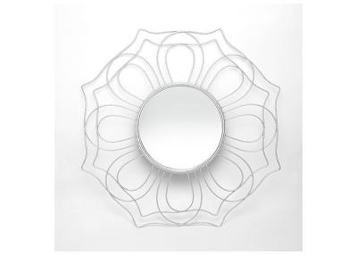 China Wall Decor Mirror Silver Hexagon Metal Frame Floral Design Wall Mirror for sale