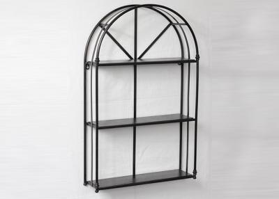 China Living Room Black Floating Metal And Wood Display Shelves for sale