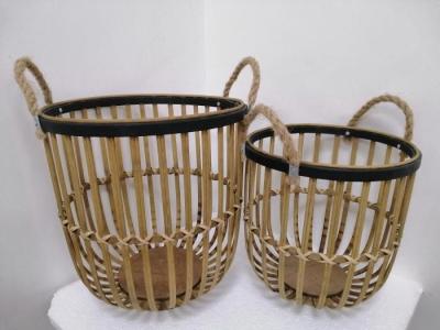 China Brown Round Vintage Bamboo Basket Set zu verkaufen