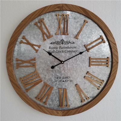 China Analoge Metallwand Art Clock Kreisuhr-Antiken-großes Holz-Digital zu verkaufen