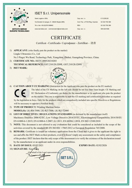 CE - LINGKE ULTRASONICS CO., LTD