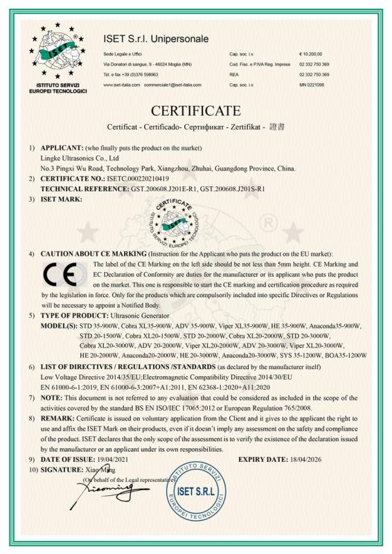 CE - LINGKE ULTRASONICS CO., LTD