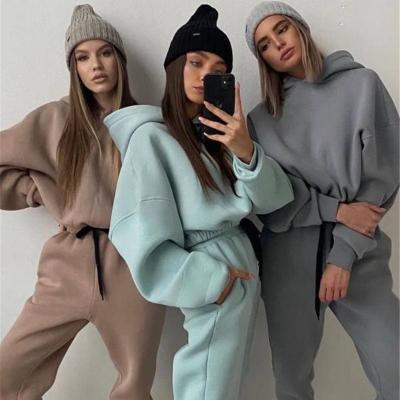 China Fashionable two-piece wholesale QUICK DRY no pocket hoodie set street wear sports hoodies and tracksuit set for sale