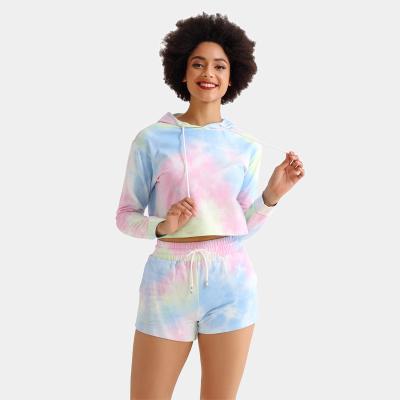 China High Quality QUICK DRY Cotton Custom Casual Girl Set Women Clothes 2 Piece Tie Dye Set Women Lounge Wear Sets for sale