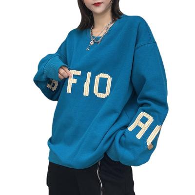 China Workable Loose Top Plus Size Sweaters Long Sleeve Fashion Ladies Knitted Street Letter Embroidered Sweater for sale