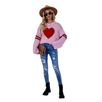 China Fashion Pullover Sustainable Love Sweater Knit Custom Warm Oversized Women Sweater Fall 2021 for sale