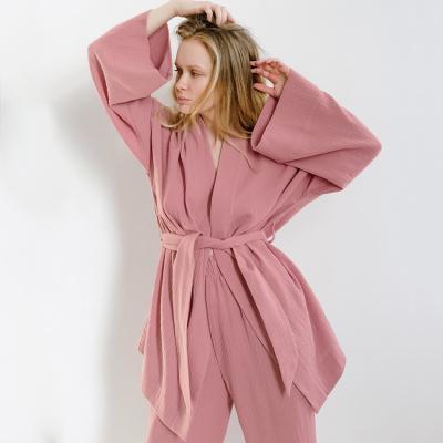 China New fashionable women QUICK DRY sleepwear and loungewear long sleeve lounge wear cotton set robes for sale