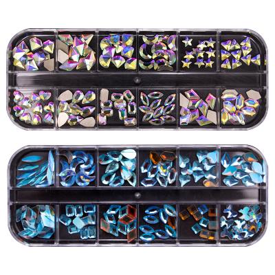 China Nail Art Fancy Rhinestone Flatback Design Set Decoration Glass Crystal Box Shiny Colored Size Quality Multi Shape for sale