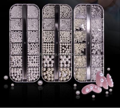 China Shiny Colorful Nail Beauty Decoration Supplies Mix Size Pearl Half Round Nail Art Pearl Stones for sale