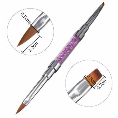 China New 2 Ways Phototherapy Pen 3D Durable Wholesale Rhinestone Handle Cut Out Nylon Hair Gel Nail Brush for sale