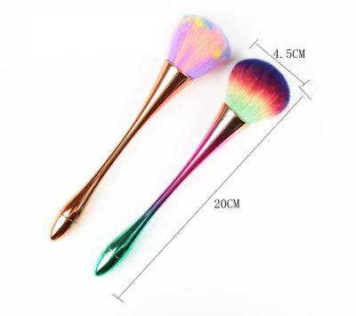 China Shinny Wholesale 2021 New Design Rainbow Nail Art Tool Brush Thin Handle Dust Nail Cleaning Brush For Nails for sale