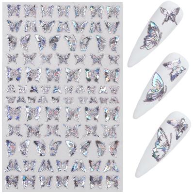 China Professional Special Nail Shiny Salon Products Designs Butterfly Shiny Adhesive Nail Art Sticker for sale