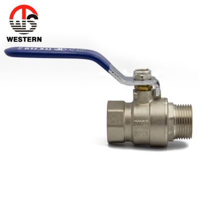 China General China Manufacturer Forged Bass Body Nickel Plated PN40 FXM Threaded M/F Male Female Brass Ball Valve For Water for sale