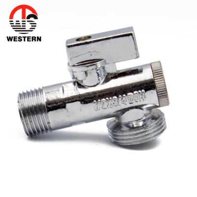 China General Chrome Plated 3/8 Brass Ball Type 1/2 Ball 90 Degree Angle Ball Valve With ABS / Zinc Handle for sale