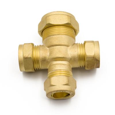 China Brass Forged 4 Way Pex Pipe And Tube Fitting Metal Light Hydraulic Fittings Grade Brass Air Compression for sale