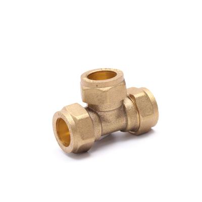 China HPb582A/HPb57-3/CW617N/C37700 10mm Tee Pipe Fittings Air Compression Gas Pipe Tube Fitting 12mm Forged Brass Material Union For Copper Pipe for sale