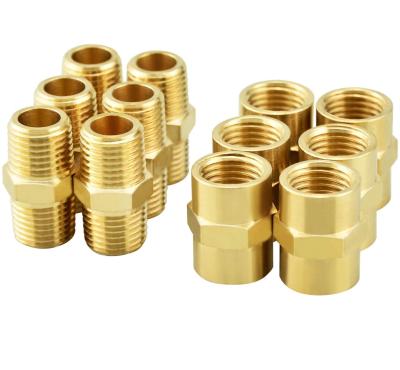 China Hex Brass Nipple Fitting Metal Tone Bath Pipe Metal Brass Sanitary Fittings Pipe Hose Fittings for sale