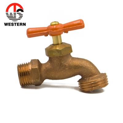 China Basin 1/2X3/4 Sand Casting Polished Lightweight Cheap Brass Slow Open Type Bibcock Valve Stopcock for sale