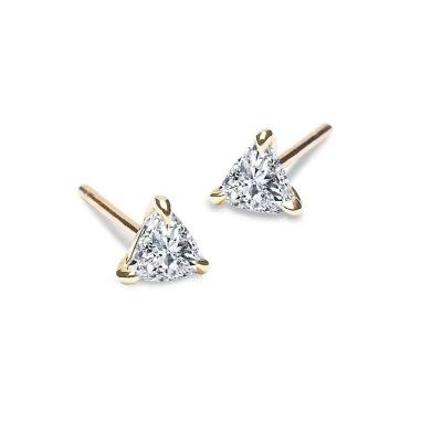 China CLASSIC 18k solid gold moissanite diamond stud earrings triangle fashion jewelry for women for sale