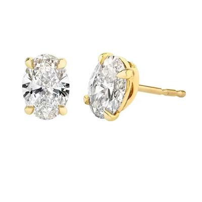 China Best Selling Newest Fashion CLASSIC Design 18k Gold Oval Stone Moissanite Stud Earrings 0.5ct*2 for sale