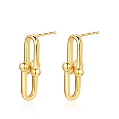 China INS Real CLASSIC 18k Gold Fashion Long Chain Drop Stud Earrings for sale