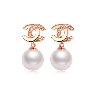 China CLASSIC Wholesale 18k White Gold Cultured Japanese Akoya Pearl Stud Earrings For Christmas for sale