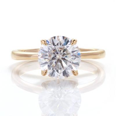 China CLASSIC custom made solid 14k yellow gold 1.5carat round GH color moissanite lab diamond engagement ring for sale