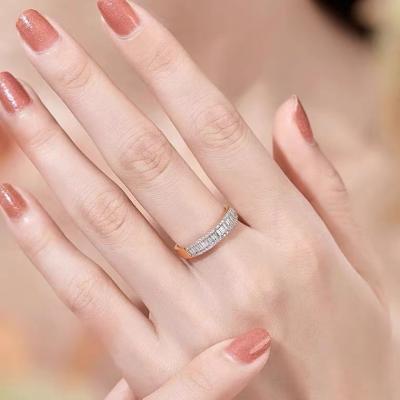 China Real CLASSIC Custom Made Zircon Womens 18k Gold Wedding Engagement Ring Jewelry for sale