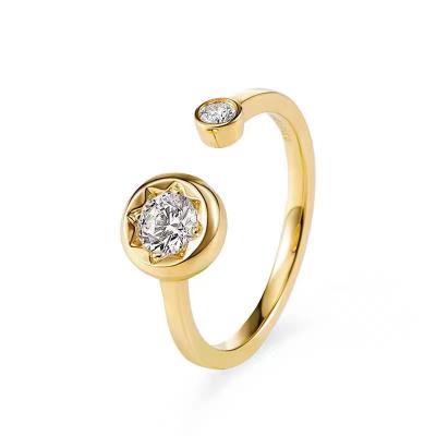 China CLASSIC Women Fashion Diamond Ring Custom Jewelry Yellow Gold Base 18k Solid Gold for sale