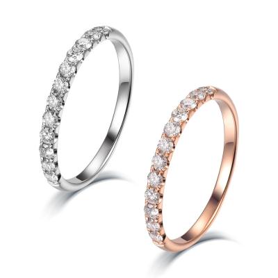 China Wholesale Price CLASSIC Jewelry With 18k Rose Gold Round Cut Diamond Half Eternity Ring For Women for sale