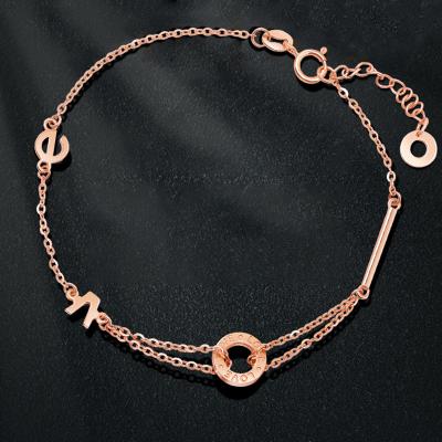 China Trendy Fashion Diamond Jewelry Bracelet Solid 18k Gold Double Circle Bracelet Real for sale