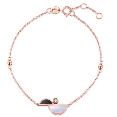 China FASHIONABLE 18K Rose Gold Black And White Round Shape Diamond Half Pendant Bracelet for sale