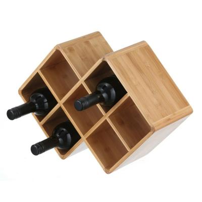 China Sustainable Bamboo Wine Rack Wall Mounted Display Rack for sale