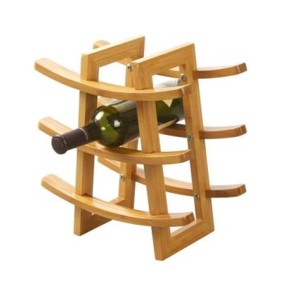 China Sustainable Easy Assembled Bamboo Wine Display Rack for sale