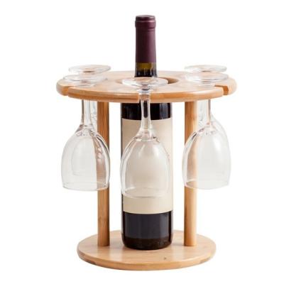 China Sustainable Bamboo Stackable Wine Rack Hold Glass for sale