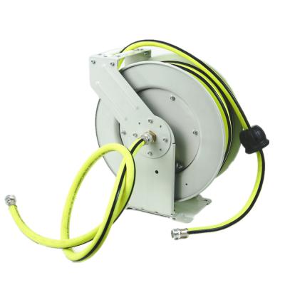 China Steel Automatic Retractable Garden Water Hose Reel 8000 Times Adjustable Durable Double Arm for sale