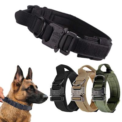 China Sustainable New Tactical collar nylon double anti-blast tactical dog collar K9 dog collar medium and large dog training for Pitbull Bulldog for sale