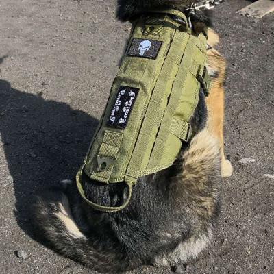 China Padded Tactical Dog Harness Vest Set Pet Training Vest Dog Harness And Leash Set Outdoor Camouflage Large Dog Vest Chest Harness Collar for sale