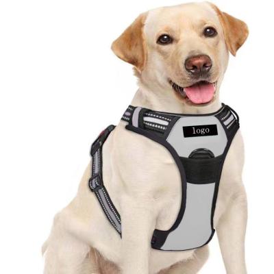 China Padded Customized logo Pet Harness Vest With Leash Reflective Nylon Dog Cat Harness Collars Breathable Adjustable Chest Strap Dogs for sale