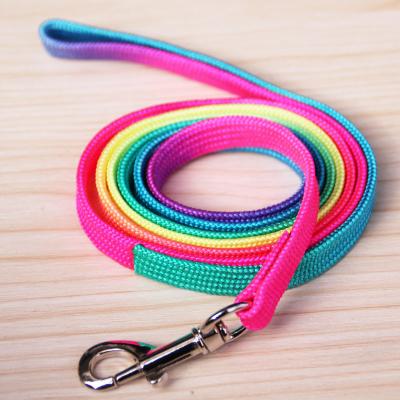 China Personalized INS New Colorful Rainbow Pet Dog Collar Harness Leash Soft Walking Harness Lead Colorful and Durable Traction Rope for small dog for sale