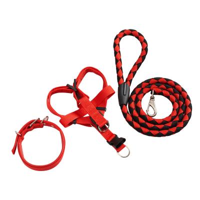 China Personalized Cheap 3PCS/set Braided twist nylon dog chain three-piece set extended dog leash walking dog leash pet harness chain for sale