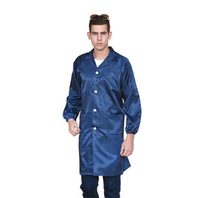 China Antistatic Blue Conductive Fiber Safe Working Uniform Cleanroom ESD Clothes Antistatic for sale