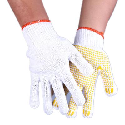 China Chinese Manufacture Anti-Slip PVC Dot Bleached White Cotton Work Gloves for sale