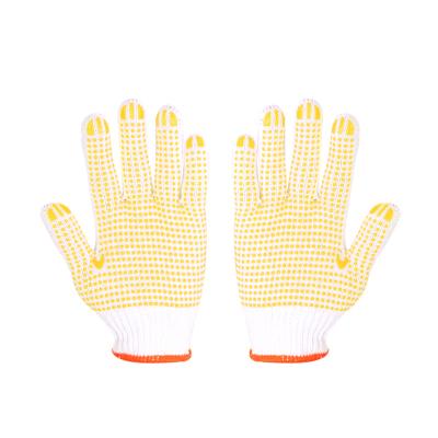 China Anti-Slip White Cotton Knitted PVC Dotted Single Hand Protection Garden Safety Working Gloves for sale