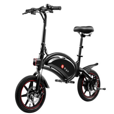 China MINI TYPE 2022 DYU 14 inch portable e-bike metal folding teens scooter 10Ah IP54 adult city electric bicycle black for sale